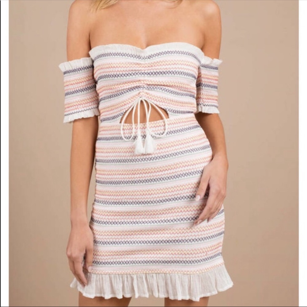 TOBI multicolored off the shoulder mini